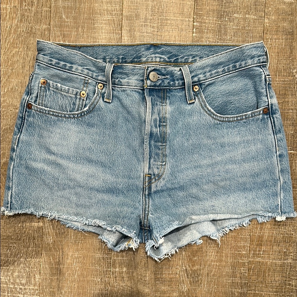 Signature by Levi Strauss Blue Jean Shorts Distressed Look